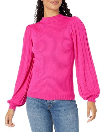 Trina Turk Ribbed Mock Neck Sweater - Pink