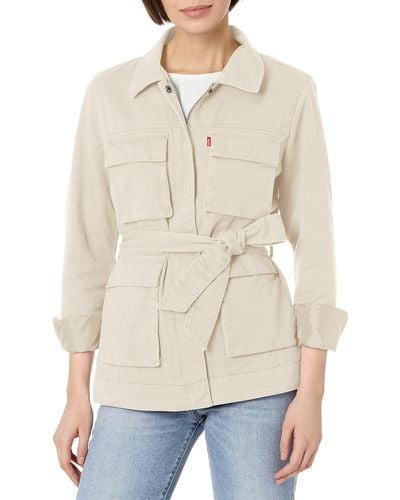 Levi's Plus Size Midweight Cotton Belted Shirt Jacket - White