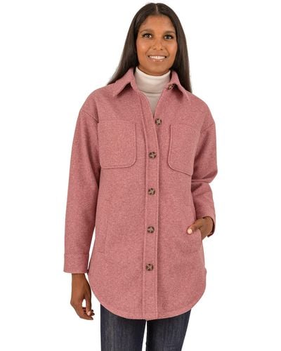 Kensie Button Front Faux Wool Shacket - Pink