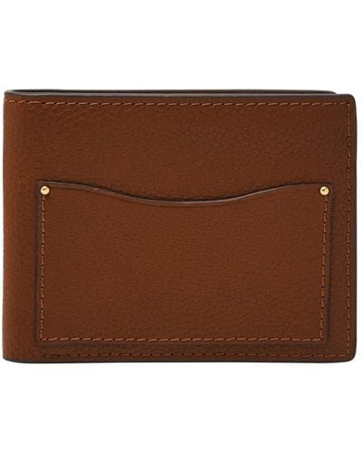 Fossil Anderson Leather Slim Minimalist Bifold Front Pocket Wallet - Brown
