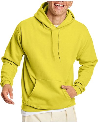 Hanes Pullover Ecosmart Hooded Sweatshirt - Yellow