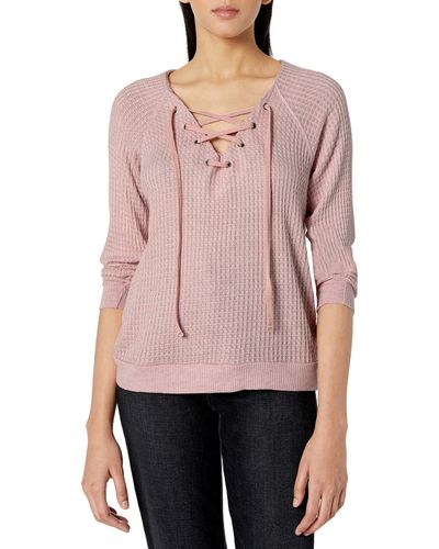 Velvet By Graham & Spencer Texas Laceup Thermal Top - Pink