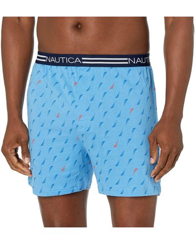 Nautica mens Classic Cotton Loose Knit Boxer Shorts, Peacoat/Aero
