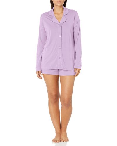 Cosabella Plus Size Bella Long Sleeve Top & Boxer Pajamas - Purple