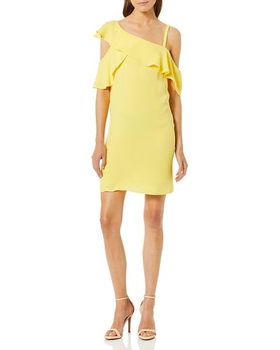 Rachel Roy Asymmetrical Ruffle Trapeze Dress - Yellow