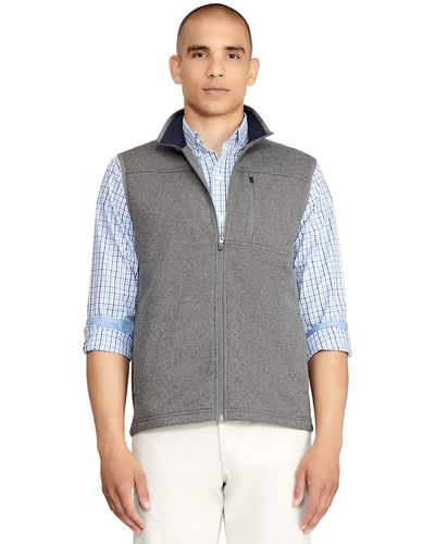 Izod Advantage Performance Full Zip Sweater Fleece Vest - Blue