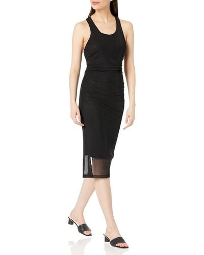 Nine West Fitted Tank Dress W/ruching Detail - Black