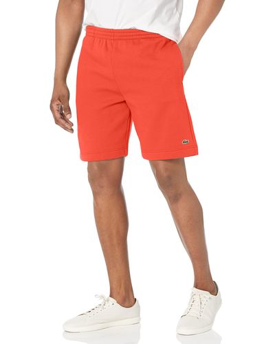 Lacoste Solid Regular Fit Brushed Fleece Shorts - Red