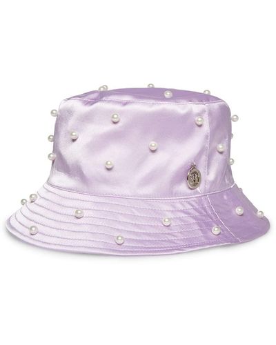 Steve Madden Satin Bucket Hat W/pearls - Purple