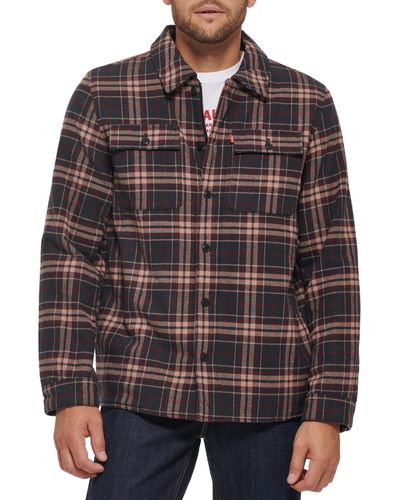 Levi's Cotton Plaid Shirt Jacket - Brown
