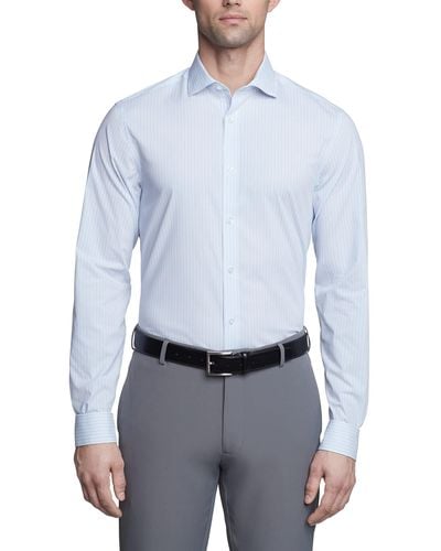 Calvin Klein Dress Shirt Non Iron Stretch Slim Fit Stripe - Blue