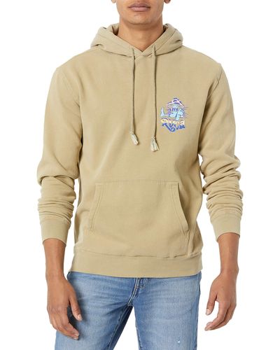RVCA Pigment Dye Hooded Pullover Fleece - Natural
