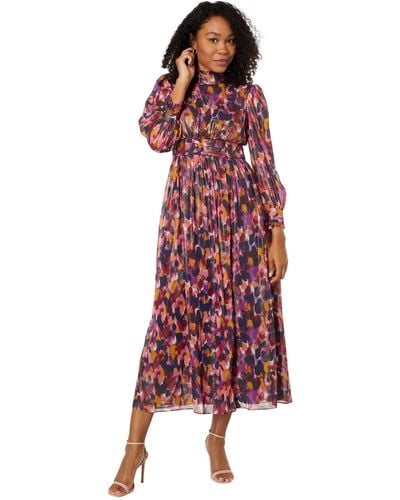 Donna Morgan Long Sleeve Mock Neck Maxi Dress - Purple