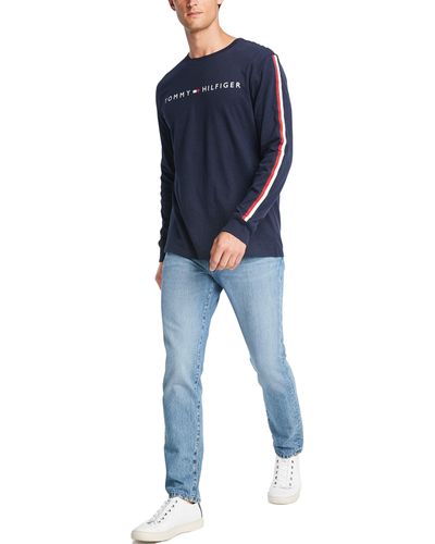 Tommy Hilfiger Mens Long Sleeve Cotton T Shirt - Blue