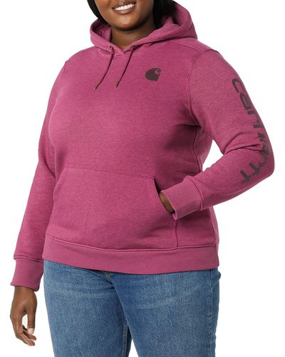 Carhartt Plus Size Clarksburg Sleeve Logo Hooded Sweatshirt - Red