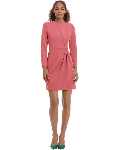 Donna Morgan Crepe Dress With Twist Detail At Side Waist - Red