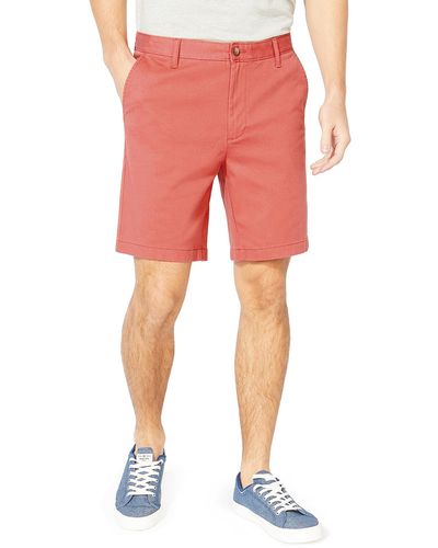 Nautica Classic Fit Flat Front Stretch Solid Chino 8.5" Deck Shorts - Red