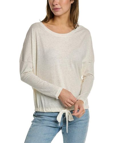 Eberjey Heather Cotton Slouchy Pajama Top | Long Sleeve - Natural