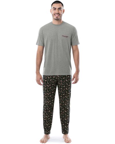 Wrangler Jersey Top And Micro-sanded Pants Pajama Sleep Set - Gray