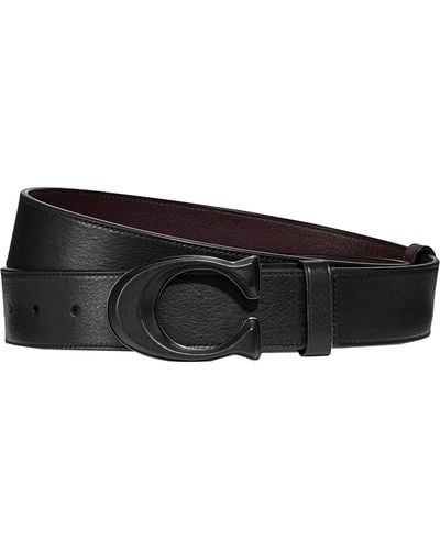 COACH Men's Black Leather Brass Belt 3896 Size 32 Made In Italy
