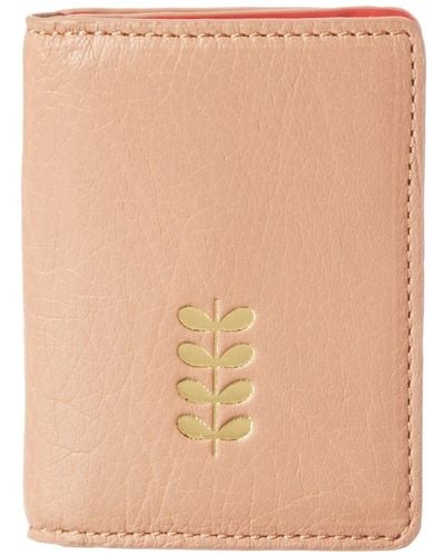 Orla Kiely Soft Sheepskin Leather Card Holder - Natural