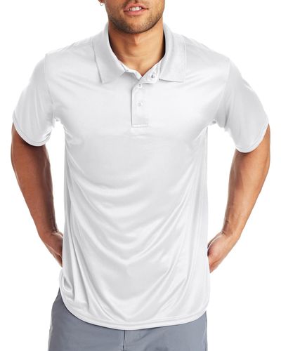 Hanes Mens Sport Cool Dri Performance Polo Shirts - White