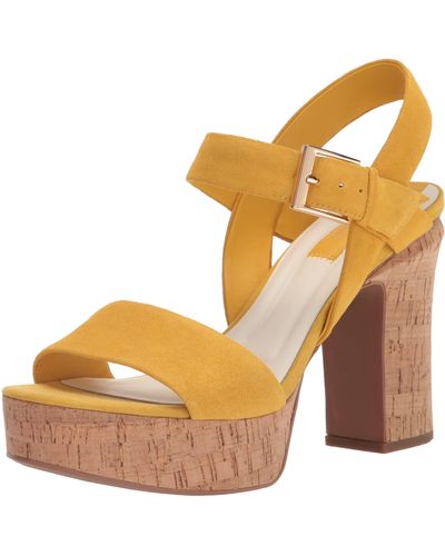 Franco Sarto S Scarlett Platform Sandal Sunset Yellow Suede 5 M - Brown