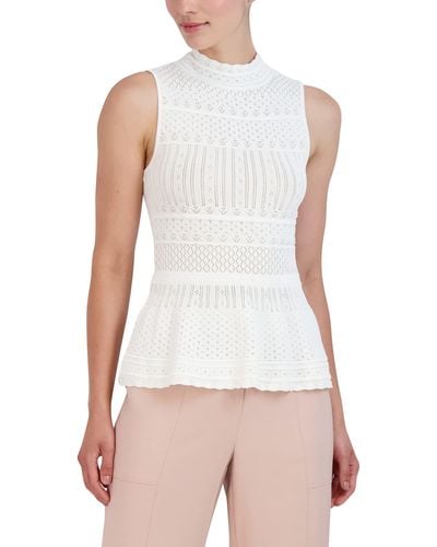 BCBGMAXAZRIA Mock Neck Sleeveless Pullover Sweater - White