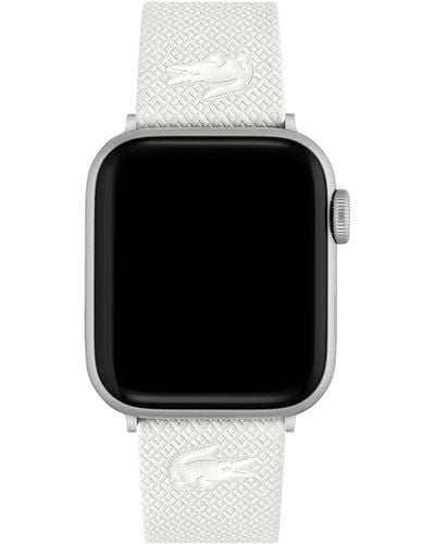 Lacoste Apple Watch Leather Strap ,color: White - Black