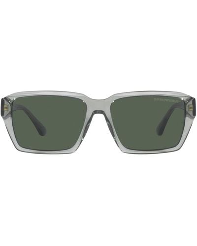Emporio Armani Ea4186f Low Bridge Fit Rectangular Sunglasses - Green