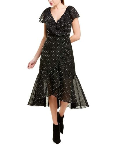 Rebecca Taylor Short Sleeve Birdseye Dot Dress - Black
