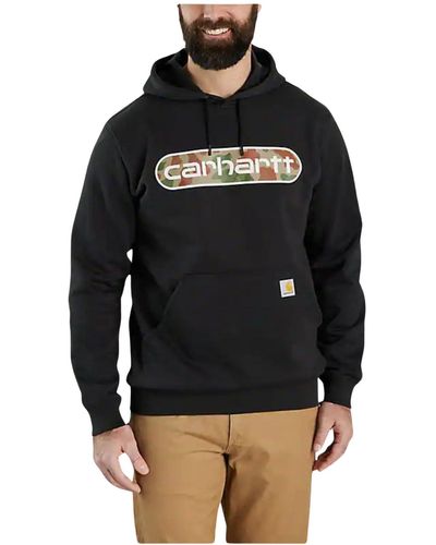 Carhartt Loose Fit Midweight Camo Logo Graphic Sweatshirt - Black