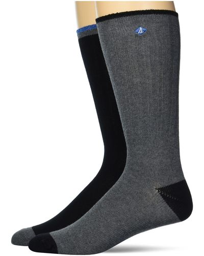 Sperry Top-Sider Marl & Solid-boot Crew Socks-2 Pair Pack-soft Cotton Comfort And Embroidered Sailboat Logo - Black