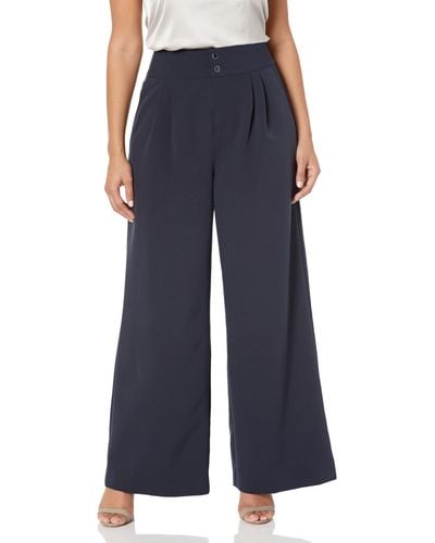 BCBGeneration Wide Leg High Waisted Pleated Pants - Blue