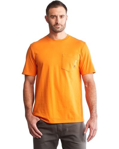 Timberland Base Plate Short Sleeve T-shirt With Chest Pocket - Orange