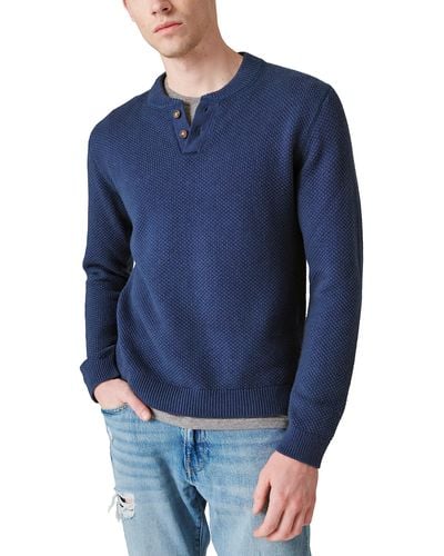 Lucky Brand Cloud Soft Henley Sweater - Blue