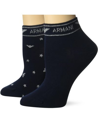 Emporio Armani 2 Pack Ankle Socks - Blue