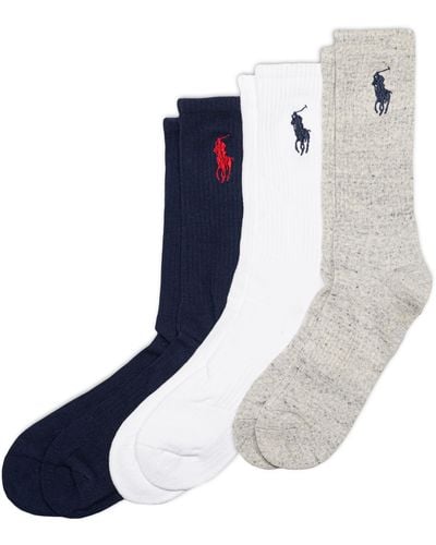 Polo Ralph Lauren Classic Embroidery Big Pp Crew Sock 3 Pair Pack - Blue