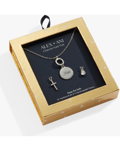 ALEX AND ANI Faith Interchangeable Adjustable Necklace - Blue