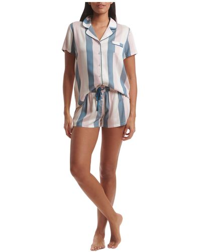 Splendid Woven Button Down And Short Pajama Set - Multicolor