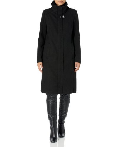 DKNY Elegant Stand Collar Outwear Wool Jacket - Black
