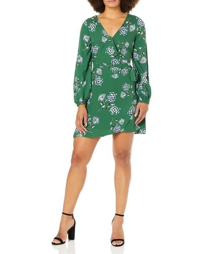 Cupcakes And Cashmere Mystique Printed Rayon Faux Wrap Dress - Green