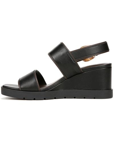 Vince S Roma Double Strap Wedge Sandals Black Leather 5.5 M