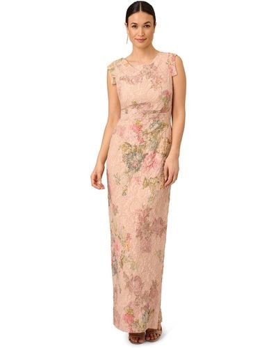 Adrianna Papell Floral Matelasse Gown - White