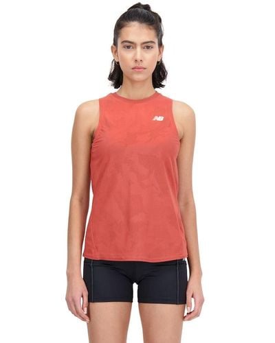 New Balance Q Speed Jacquard Tank In Red Poly Knit