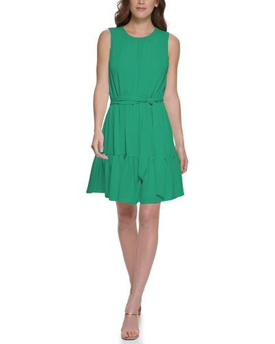 DKNY Sleeveless Flounce-hem Dress - Green