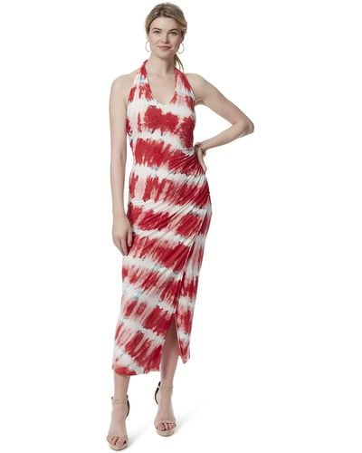 Jessica Simpson Joey Halter Neck Side Split Maxi Dress - Red