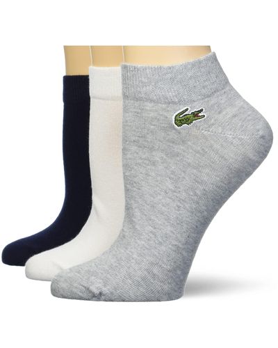 Lacoste Womens 3 Multi Pack Solid Jersey Ankle Socks - Gray