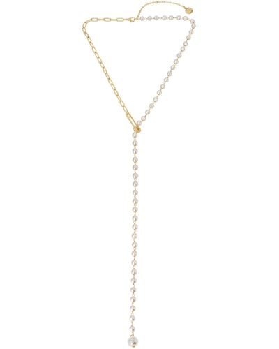 Steve Madden Safety Pin Y Necklace - White