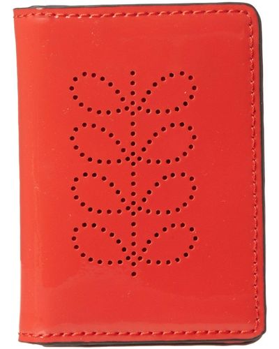 Orla Kiely Patent Leather Card Holder - Red